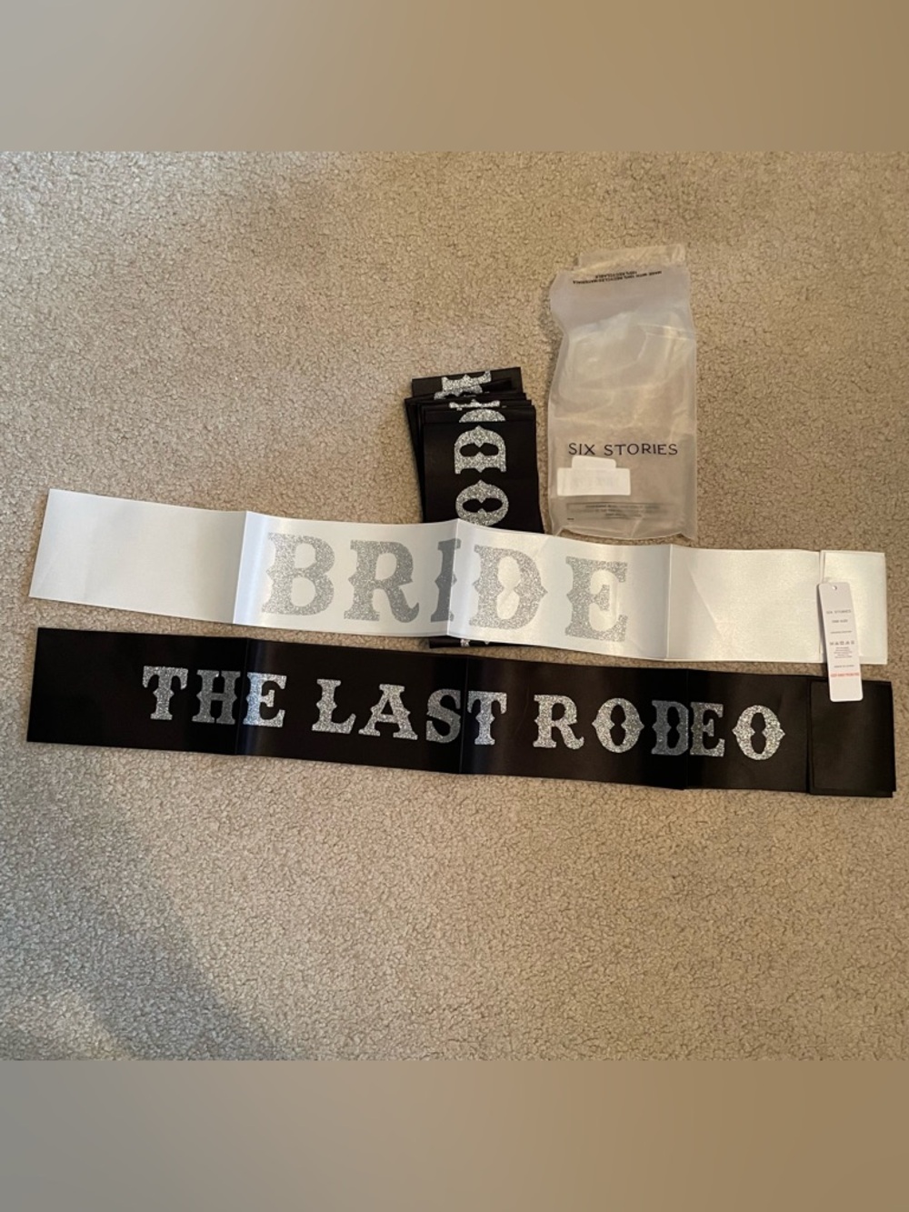 NWT Six Stories Bridal Sash Set - White Bride & Black The Last Rodeo